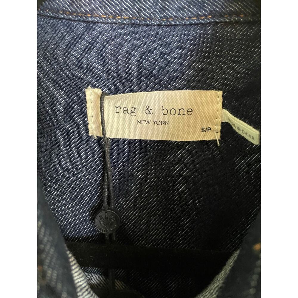NWT Rag & Bone Wyatt Icon Snap Front Western Denim Shirt Dark Wash Size Small - Picture 3 of 9